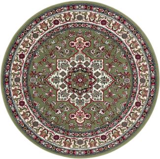 Orientalischer Kurzflor Teppich Parun Täbriz - grün - 160 cm Durchmesser