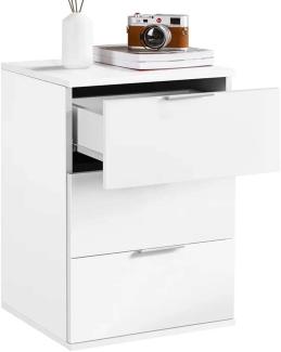 BAKAJI Nachttisch mit 3 Schubladen, modernes Design aus Holz, Holzwerkstoff Metall, 3 cassetti Bianco