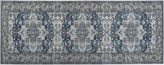 Teppich grau blau 80 x 200 cm orientalisches Muster Kurzflor KOTTAR