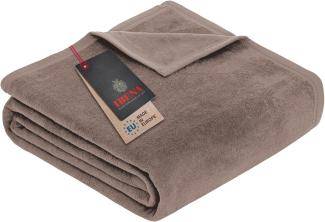 Ibena Porto xl Decke 220x240 cm – Baumwollmischung weich, warm & waschbar, Tagesdecke taupe einfarbig