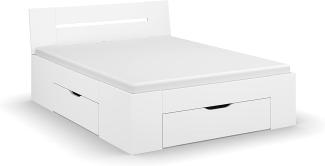 Rauch Möbel Tinda Bett Stauraumbett mit 3 Schubkästen und 1 Nachttisch in Weiß, Liegefläche 140x200 cm, Gesamtmaße BxHxT 192x84x214 cm