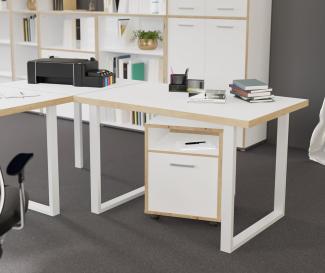 Schreibtisch >Keflavik< in Weiß/Artisan Eiche B/H/T ca. 120x74,1x75cm