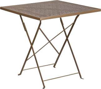 Flash Furniture Oia Commercial Grade 28" Square Indoor-Outdoor Steel Folding Patio Table, Alloy, Gold