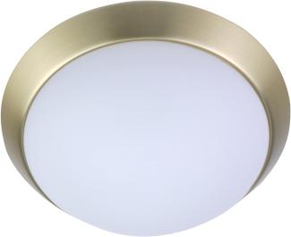 LED-Deckenleuchte rund, Opalglas matt, Dekorring Messing matt, Ø 40cm