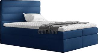 Stylefy 'Adelasia' Boxspringbett Strukturstoff Inari Dunkelblau 120 x 200 cm