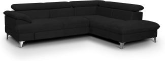 Mivano Eckcouch David / Modernes Sofa in L-Form mit verstellbaren Kopfteilen und Ottomane / 256 x 71 x 208 / Mikrofaser-Bezug, Schwarz
