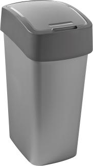 Curver Abfalleimer FLIP BIN 50L Pacific Flip Bin 50L Abfalleimer, Plastik, Silber-Graphit, 29. 4x37. 6x65. 3