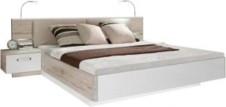 Bettanlage Rondino Doppelbett Bett ohne Fussbank Sandeiche Nb. / Hochglanz Weiß 180x200 cm