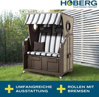 Hoberg 2-Sitzer-Strandkorb mit Bullaugen - 120 x 80 x 160 cm
