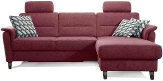 Cavadore Ecksofa Palera mit Federkern / L-Form Sofa mit Longchair rechts / 244 x 89 x 164 / Stoff Rot