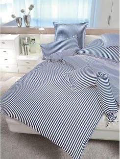 Janine Streifen-Bettwäsche modern classic dunkelblau | Kissenbezug einzeln 80x80 cm