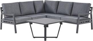 Lounge Set Aluminium 5-Sitzer Auflagen dunkelgrau VIZZINI