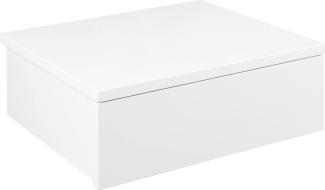 AC Design Furniture Asta Weißer Quadratischer Nachttisch mit 1 Schublade, zur Wandmontage, minimalistisches Design, Organisation des Schlafzimmers, B: 37 x H: 13 x T: 32 cm