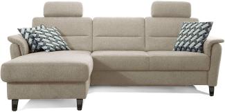 Cavadore Ecksofa Palera mit Federkern / L-Form Sofa mit Longchair links / 244 x 89 x 164 / Stoff Creme