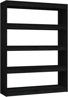 Bücherregal/Raumteiler Schwarz 100x30x135,5cm Kiefer Massivholz