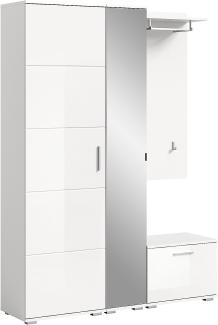 Garderobe Set 4-teilig Prego in weiß Hochglanz 140 x 191 cm