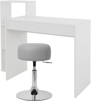 ML-DESIGN Schreibtisch Arbeitstisch mit Regal 3 Einlegeböden 2in1 System für Arbeitszimmer (Komplett-Set), Bürotisch Computertisch PC Tisch Laptoptisch mit Sitzhocker Homeoffice