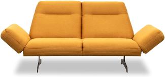 DOMO Collection Sofa Arezzo, elegante Designer Couch mit Relaxfunktion, 2er Polster, 2,5-Sitzer, gelb, 219x99x94