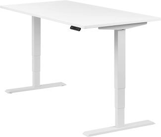 boho office® homedesk - elektrisch stufenlos höhenverstellbares Tischgestell in Weiß mit Memoryfunktion, inkl. Tischplatte in 160 x 80 cm in Weiß