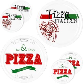 6er Set Pizzateller Pizza Italian & Hot and Tasty Ø 30cm weiß Pizza XL-Teller