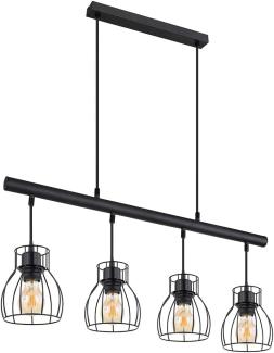 LED Hängeleuchte, 4-Flammig, Käfig-Design, schwarz, L 77 cm