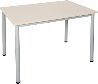 Dila GmbH Schreibtisch in verschiedenen Größen und Farben graues Metallgestell Konferenztisch Besprechungstisch Arbeitstisch Universaltisch Bürotisch Verkaufstisch (B: 80 cm x T: 80 cm, Lichtgrau)