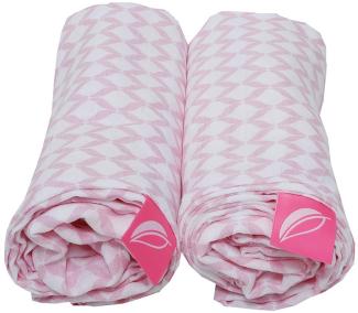 2er Set Swaddle & Burp Blanket Puckdecke Spuckdecke Einschlagtücher aus Baumwoll Musselin 100x120 cm, 100% naturreine Baumwolle - Öko-Tex Standard 100, rosa