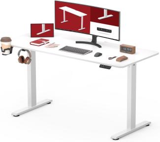 SANODESK Höhenverstellbarer Schreibtisch 110 x 60 cm Schreibtisch Höhenverstellbar Elektrisch Ergonomischer Steh-Sitz Tisch Computertisch für Heimbüro Homeoffice(weiß)