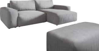 Ecksofa Lanzo XL 270x180 cm Mikrofaser Grau Recamiere variabel mit Hocker