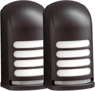 2er-Set LED Außenwandleuchte mit Bewegungsmelder & Batterie, Schwarz, H 13cm