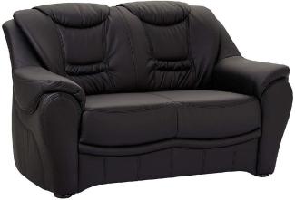Cavadore 2er Sofa Bansa 2-sitzige Couch in Lederoptik, Kunstleder, schwarz, 148 x 94 x 95 cm