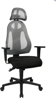 Topstar Free Art, ergonomischer Bürostuhl, Schreibtischstuhl, inkl. höhenverstellbarer Armlehnen und Kopfstütze, Stoff, Hellgrau/Schwarz