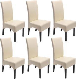 6er-Set Esszimmerstuhl Küchenstuhl Stuhl Latina, LEDER ~ creme, dunkle Beine