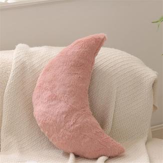 Kuschelkissen Kinder Sternkissen Weiche Flauschige Mond Wolken Sternform Zierkissen Sofakissen, Plüsch Kissen Dekokissen für Kinderzimmer Schlafzimmer Deko (Rosa Mond 38 cm)