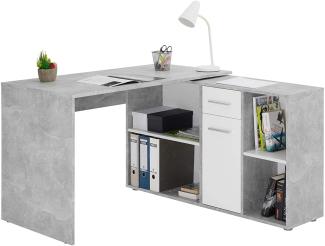 CARO-Möbel Eckschreibtisch Diego mit Regal, moderner Bürotisch für das Homeoffice, Computertisch in Trendiger Betonoptik