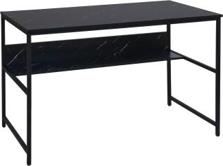 Schreibtisch HWC-K80, Bürotisch Computertisch Arbeitstisch Ablage, Metall MDF 120x60cm ~ Marmor-Optik schwarz