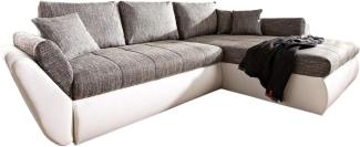Couch Loana Weiss Grau 275x185 cm Schlaffunktion Ottomane variabel