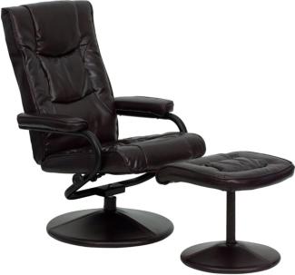 Flash Furniture BT-7862-BN-GG Lehnsessel und Polsterhocker, modern, mehrfach verstellbar, mit umhüllter Basis, braunes LeatherSoft, Leder, Set mit 1 Stück