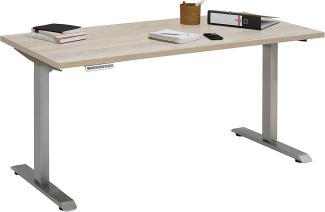 Schreibtisch "5504" aus Metall / Spanplatte in Roheisen natur lackiert - Sonoma Eiche. Abmessungen (BxHxT) 175x120x80 cm