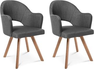 Möbel-Eins DOLORA 2er SET Schalenstühle, Gestell Massivholz grau ohne Drehfunktion Stoff
