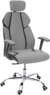 Bürostuhl HWC-F12, Schreibtischstuhl Drehstuhl Racing-Chair, Sliding-Funktion Stoff/Textil + Kunstleder ~ grau/schwarz