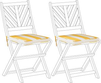Sitzkissen für Stuhl TERNI 2er Set gelb weiß gestreift 37 x 34 x 5 cm