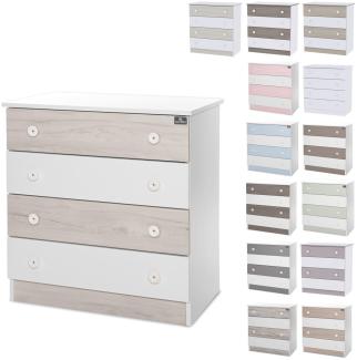 Lorelli Kommode Dresser 81 x 50 x 86 cm, 4 große Schubladen, schnelle Montage grau weiß