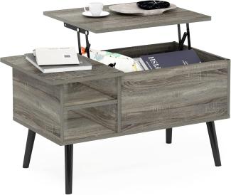 Furinno Jensen Couchtisch mit Holzbeinen, Eiche, French Oak Grey, 48. 01 (D) x 89. 99 (W) x 47. 60 (H) cm