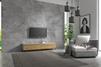 Wuun® TV-Board Lowboard Wohnwand TV-Bank Somero / 180cm /Eiche/Vita Schwarz