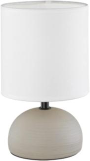 LED Tischleuchte Keramik Cappucino runder Stofflampenschirm Weiß Ø14cm