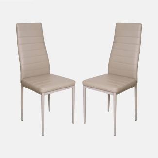Dmora Set mit 2 klassischen Stühlen aus Kunstleder, für Esszimmer, Küche oder Wohnzimmer, cm 46x41h97, Sitzhöhe cm 46, Sandfarbe