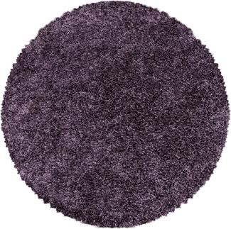 HomebyHome Shaggy Hochflor Teppich Wohnzimmer 200 cm Rund Violett - Teppich Flauschig, Modern, Plüsch und Extra Weich - Ideal für Schlafzimmer, Esszimmer und als Küchenteppich