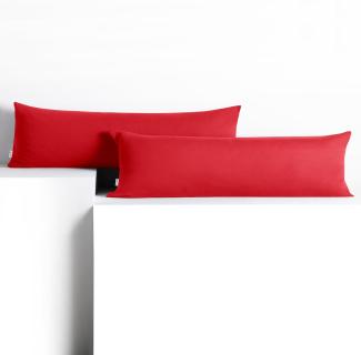 DecoKing 2 Kissenbezüge 20x120 cm Jersey Baumwolle Reißverschluss rot Amber