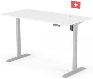 elektrisch höhenverstellbarer Schreibtisch ECO 160 x 80 cm - Gestell Grau, Platte Weiss